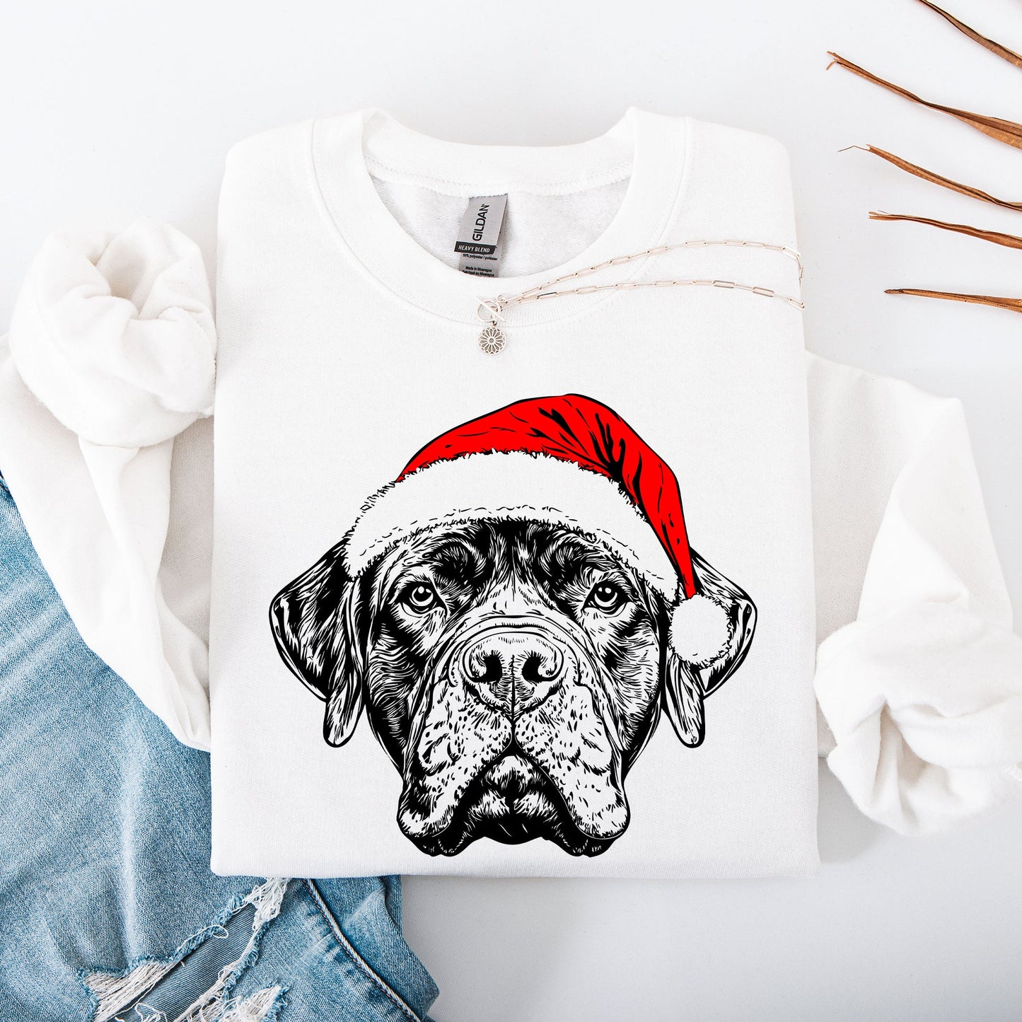 Bull Mastiff, Santa, Dog, Christmas, Dog Lover, Pet Sweatshirt