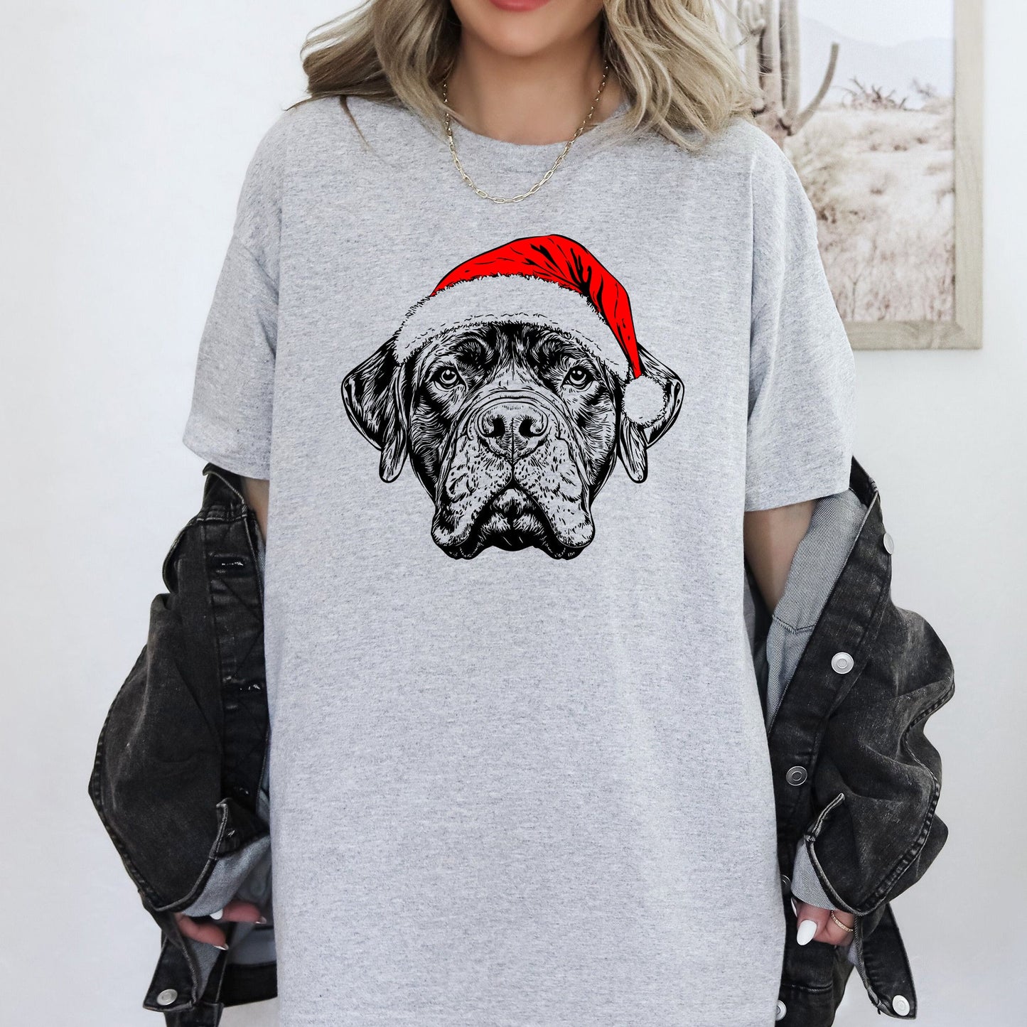 Bull Mastiff, Santa, Dog, Christmas, Dog Lover, Pet T-Shirt Comfort Colors T-Shirt