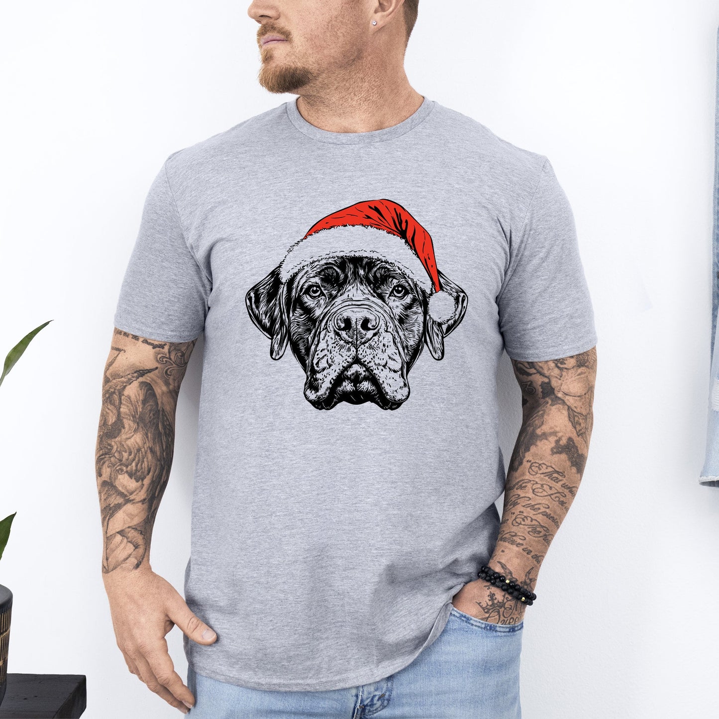 Bull Mastiff, Santa, Dog, Christmas, Dog Lover, Pet T-Shirt Comfort Colors T-Shirt