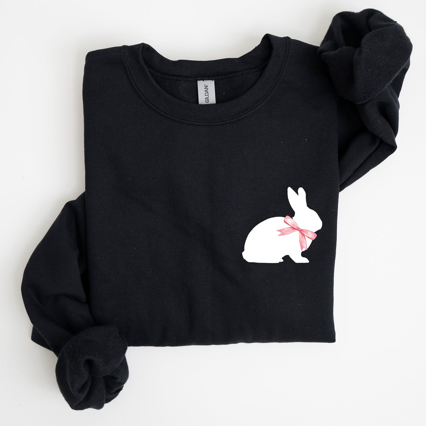 Bunny Wearing A Bow, Pocket Print, Easter Rabbit Sweatshirt