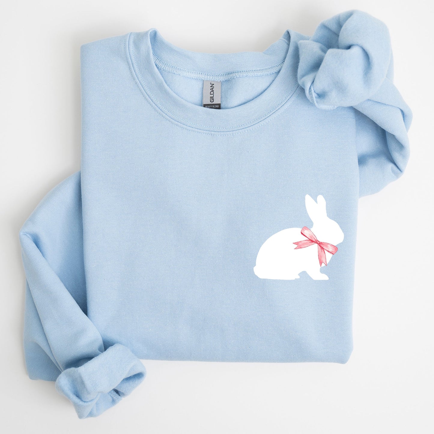 Bunny Wearing A Bow, Pocket Print, Easter Rabbit Sweatshirt