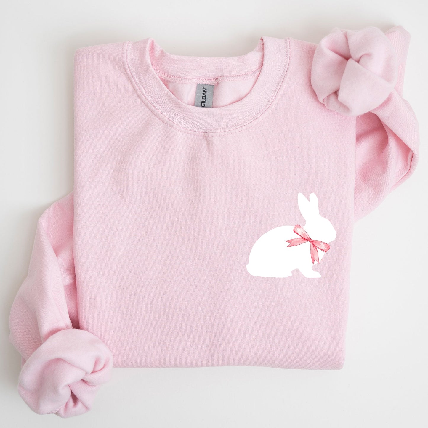 Bunny Wearing A Bow, Pocket Print, Easter Rabbit Sweatshirt