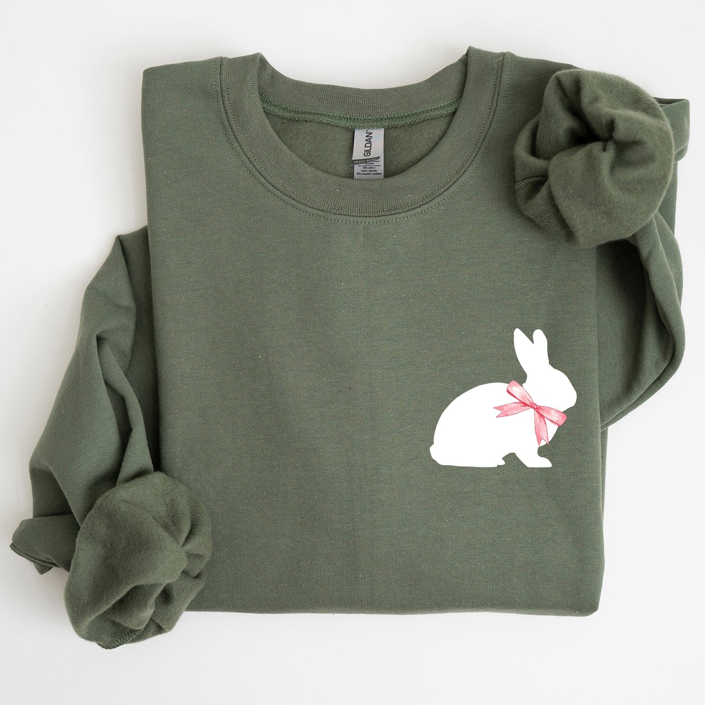 Bunny Wearing A Bow, Pocket Print, Easter Rabbit Sweatshirt
