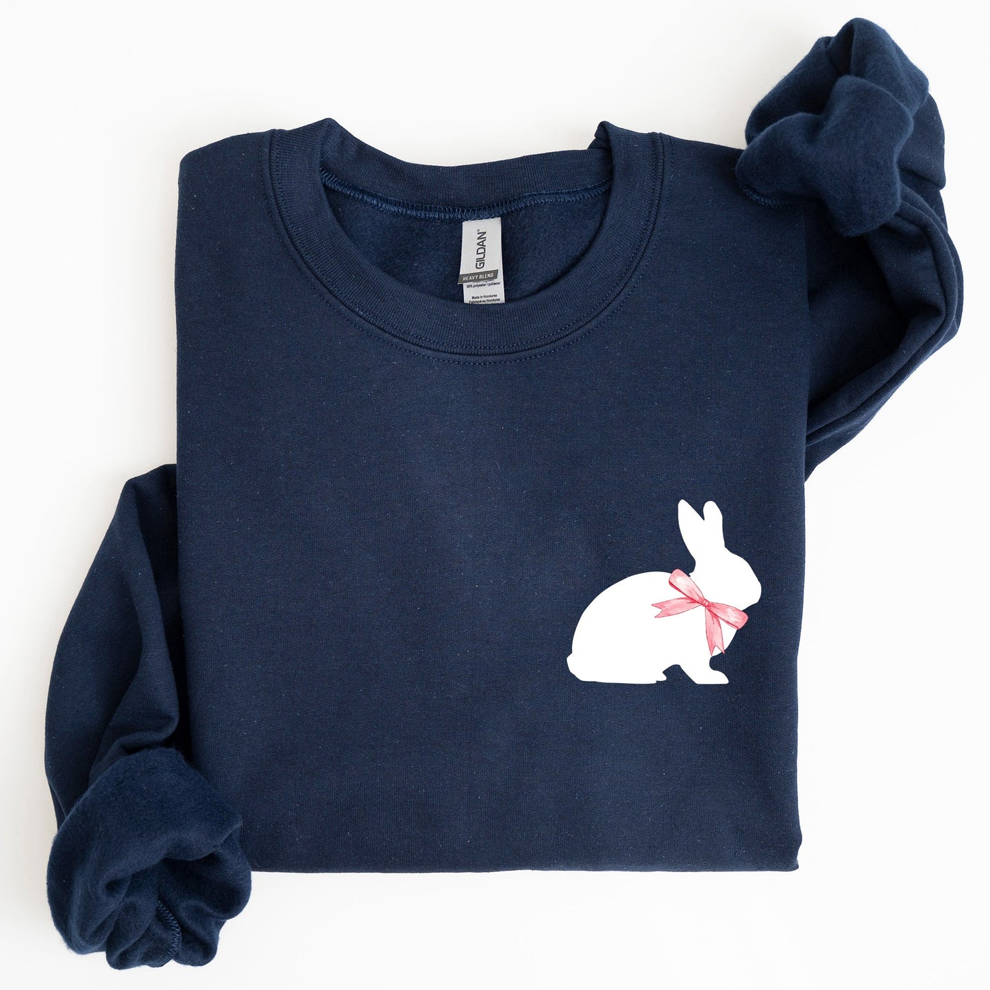 Bunny Wearing A Bow, Pocket Print, Easter Rabbit Sweatshirt