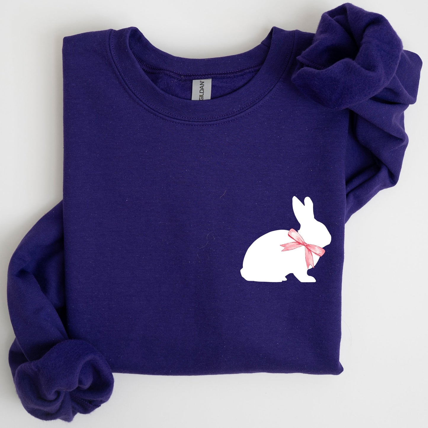 Bunny Wearing A Bow, Pocket Print, Easter Rabbit Sweatshirt