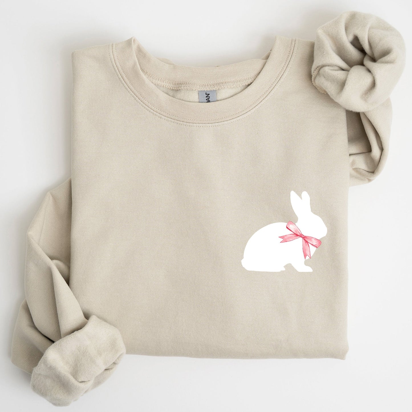 Bunny Wearing A Bow, Pocket Print, Easter Rabbit Sweatshirt