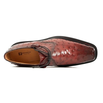 Burgundy Ostrich Derby Shoes with Tasse