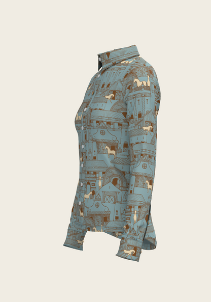 Horse Town Symphony Ladies Button Shirt