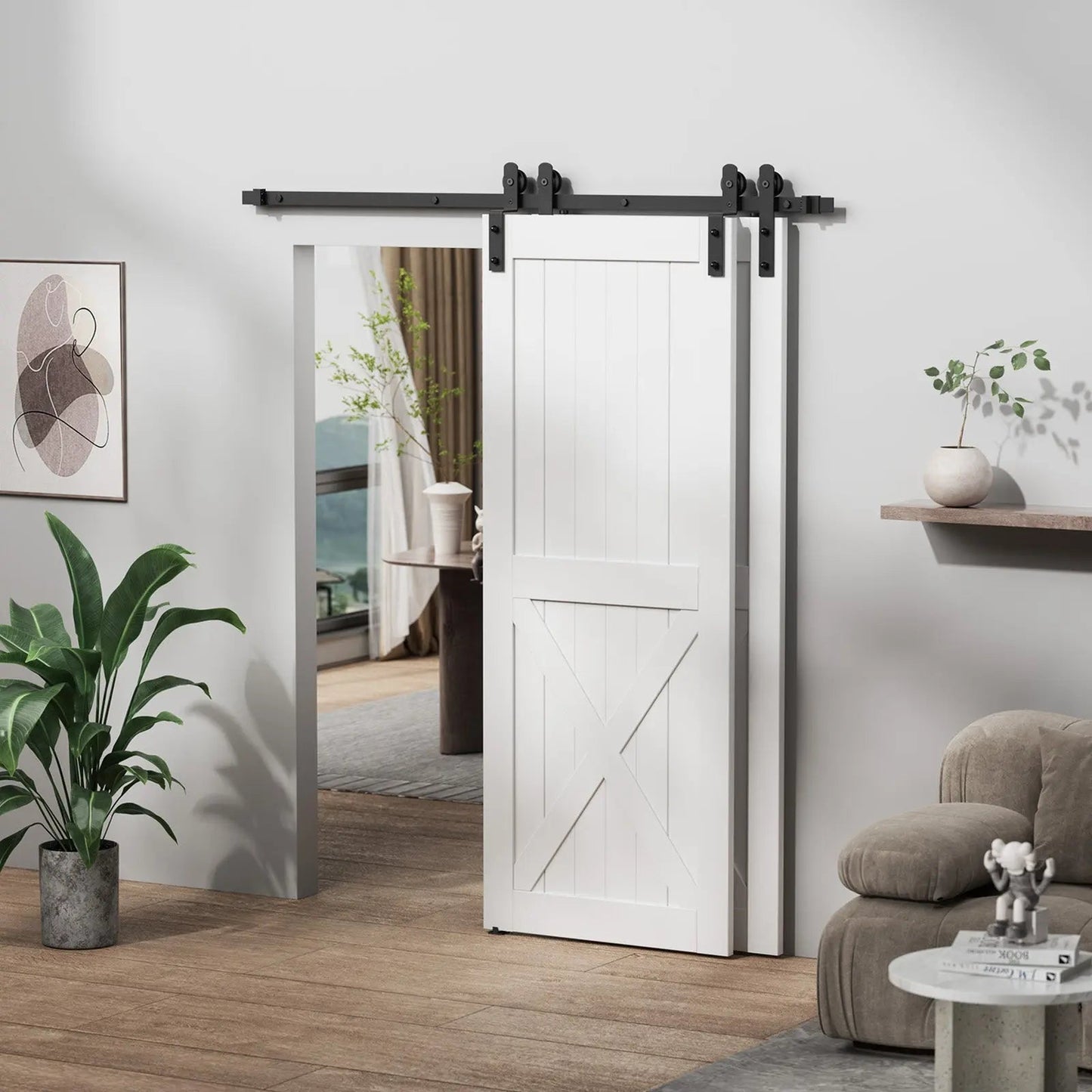 Bypass Sliding Barn Door Hardware Kit Basic I Pulley (No Door)