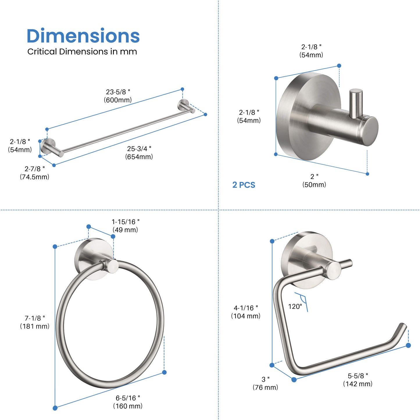 Halo 5 Piece Bathroom Hardware Set 3