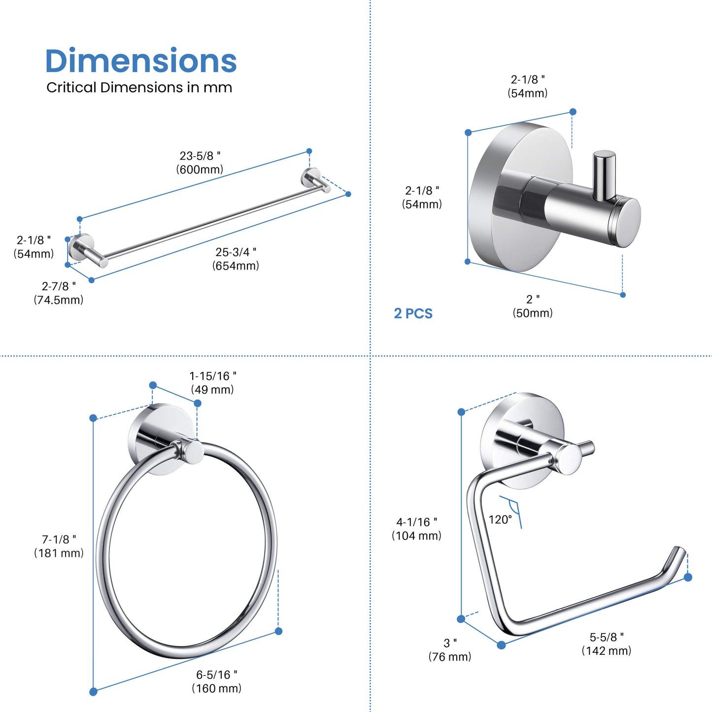 Halo 5 Piece Bathroom Hardware Set 3