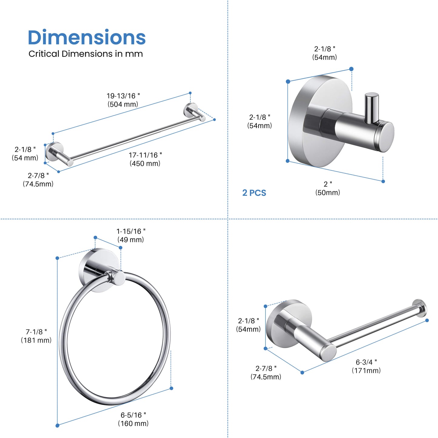 Halo 5 Piece Bathroom Hardware Set 4