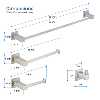 Quadra 5-Piece Bathroom Hardware Set 1