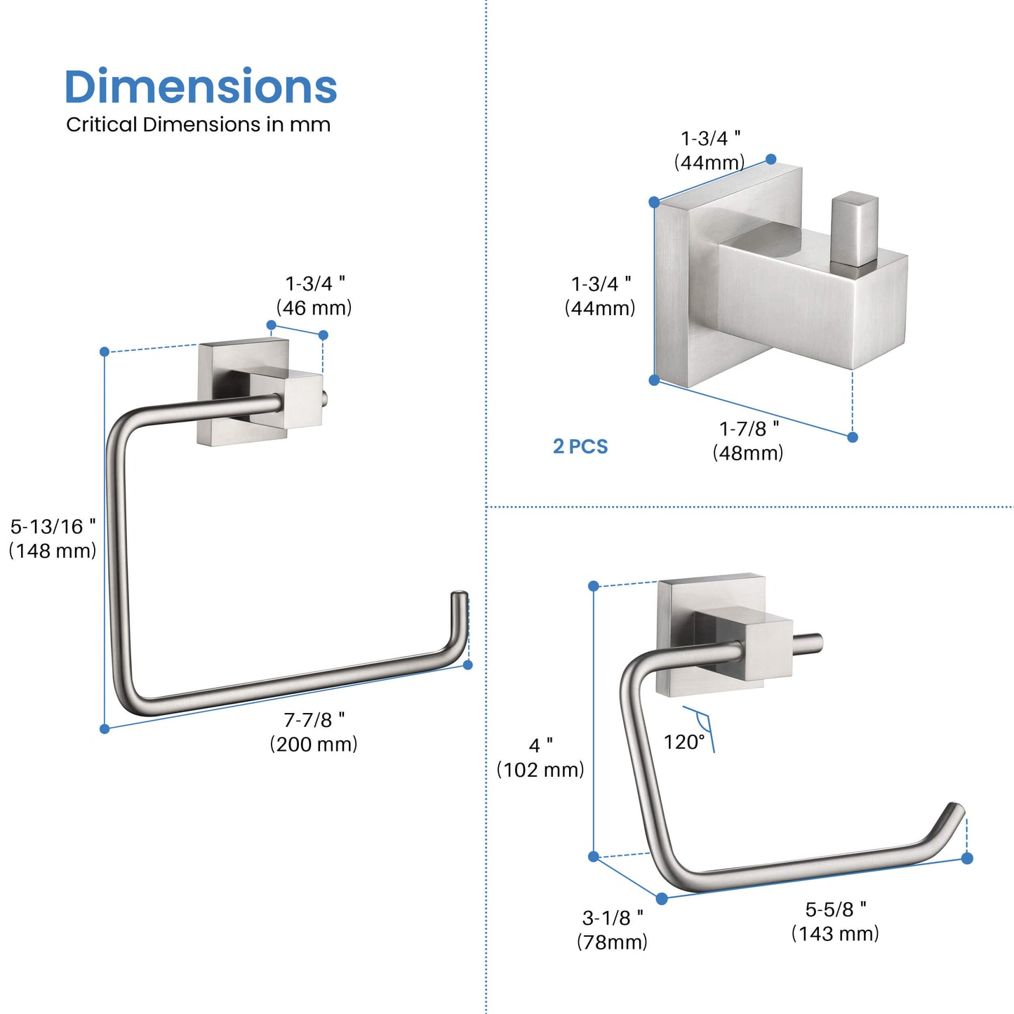 Quadra 4-Piece Bathroom Hardware Set 2