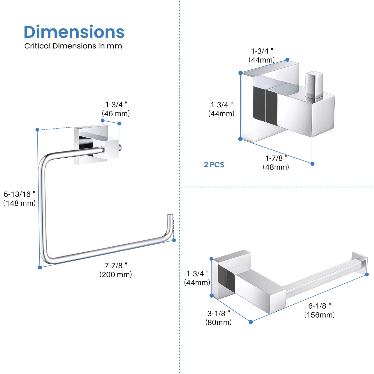 Quadra 4-Piece Bathroom Hardware Set 1