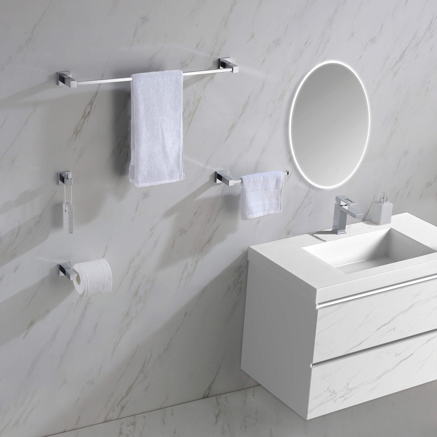 Quadra 4 Piece Bathroom Hardware Set