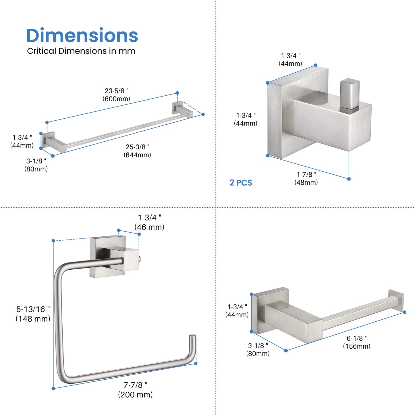 Quadra 5-Piece Bathroom Hardware Set 2