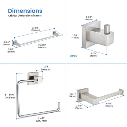 Quadra 5-Piece Bathroom Hardware Set 2