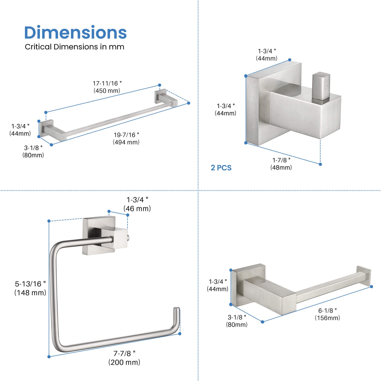 Quadra 5-Piece Bathroom Hardware Set 4
