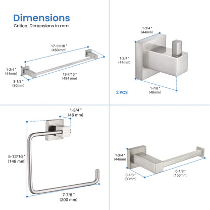 Quadra 5-Piece Bathroom Hardware Set 4