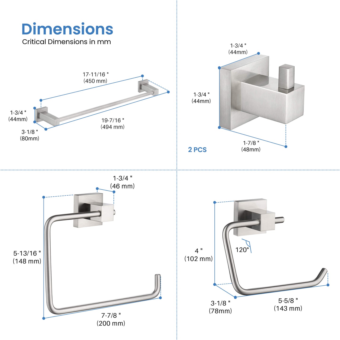 Quadra 5-Piece Bathroom Hardware Set 5
