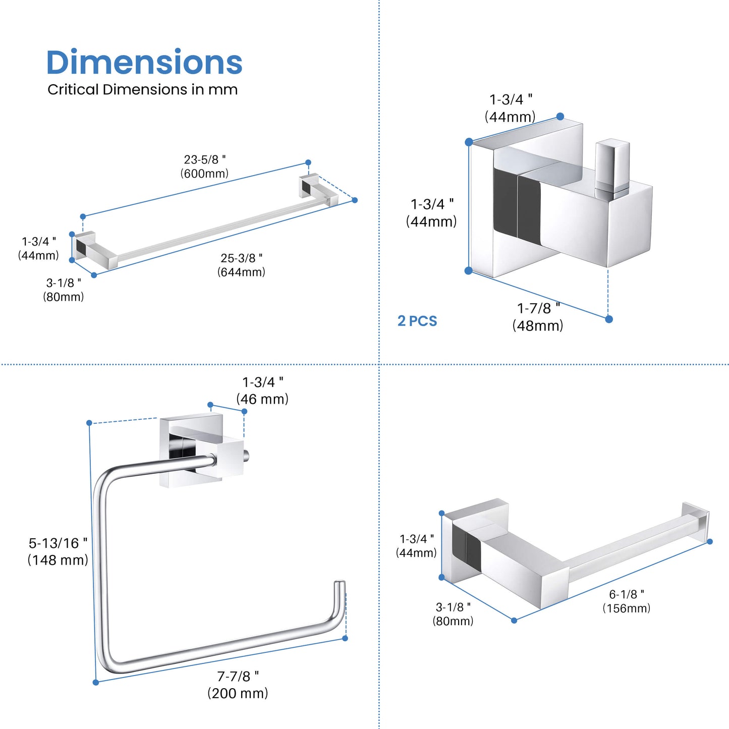 Quadra 5-Piece Bathroom Hardware Set 2
