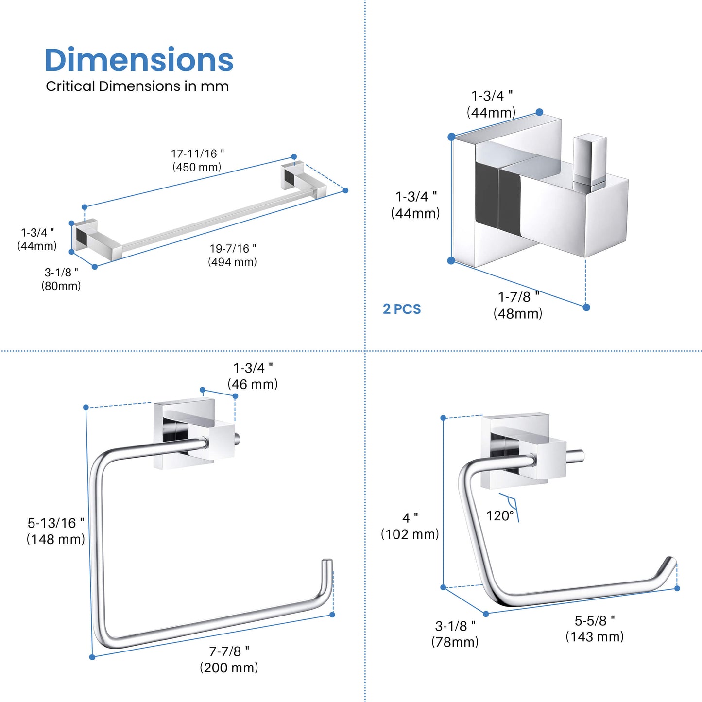 Quadra 5-Piece Bathroom Hardware Set 4