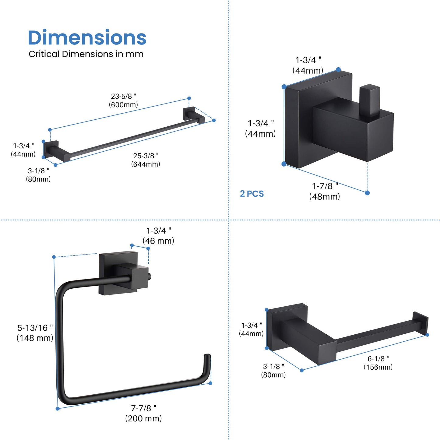 Quadra 5-Piece Bathroom Hardware Set 2