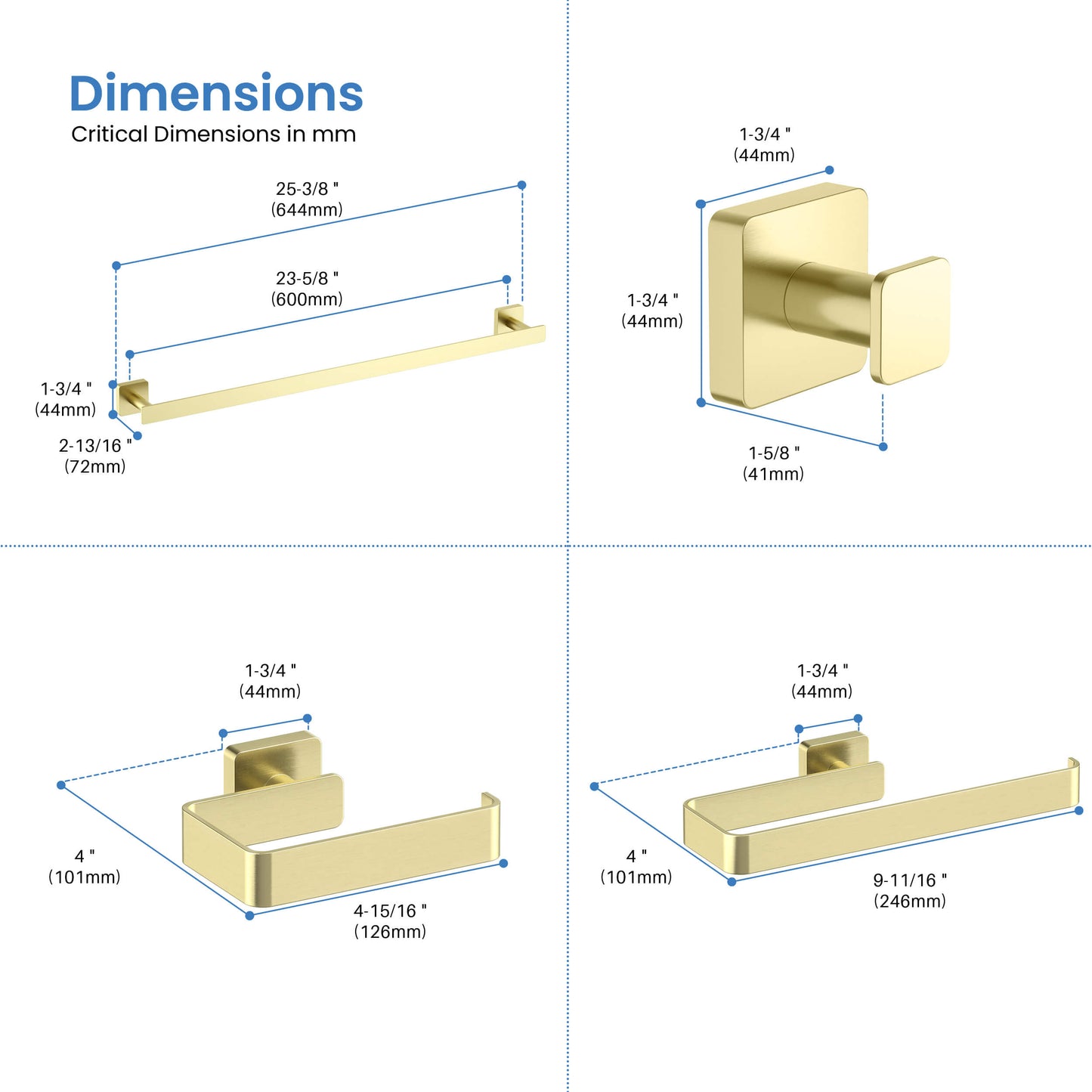 Fusion 4 Piece Bathroom Hardware Set 1