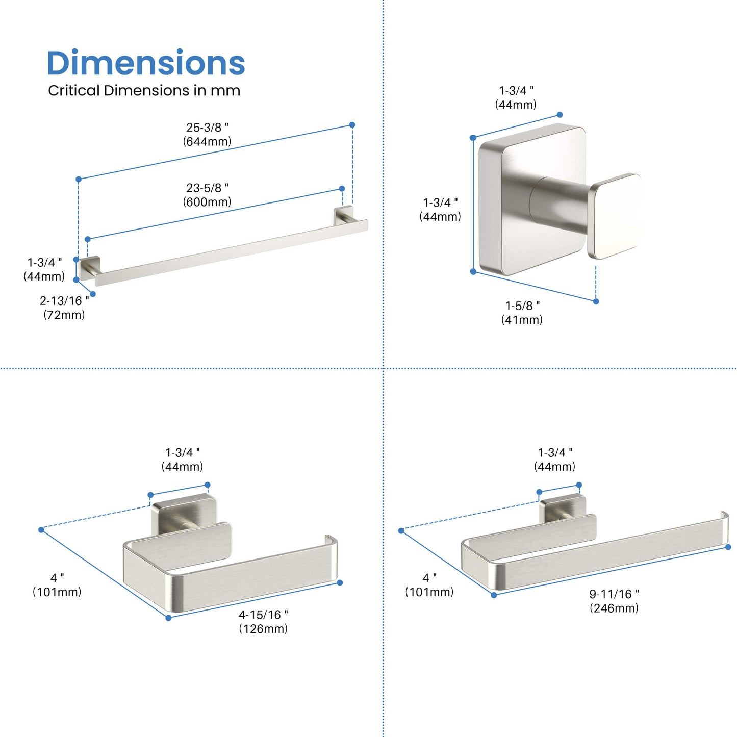 Fusion 4 Piece Bathroom Hardware Set 1