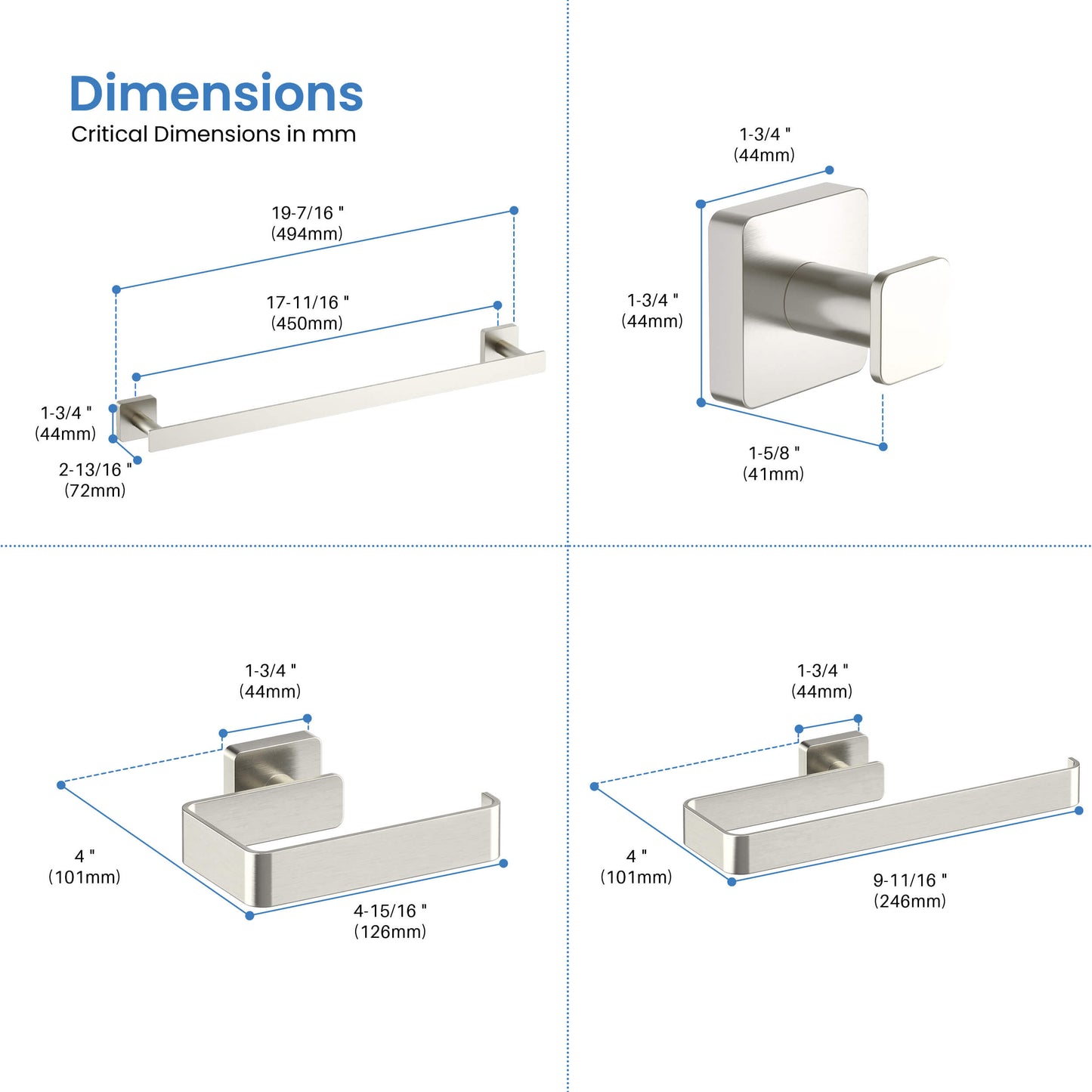 Fusion 4 Piece Bathroom Hardware Set 3