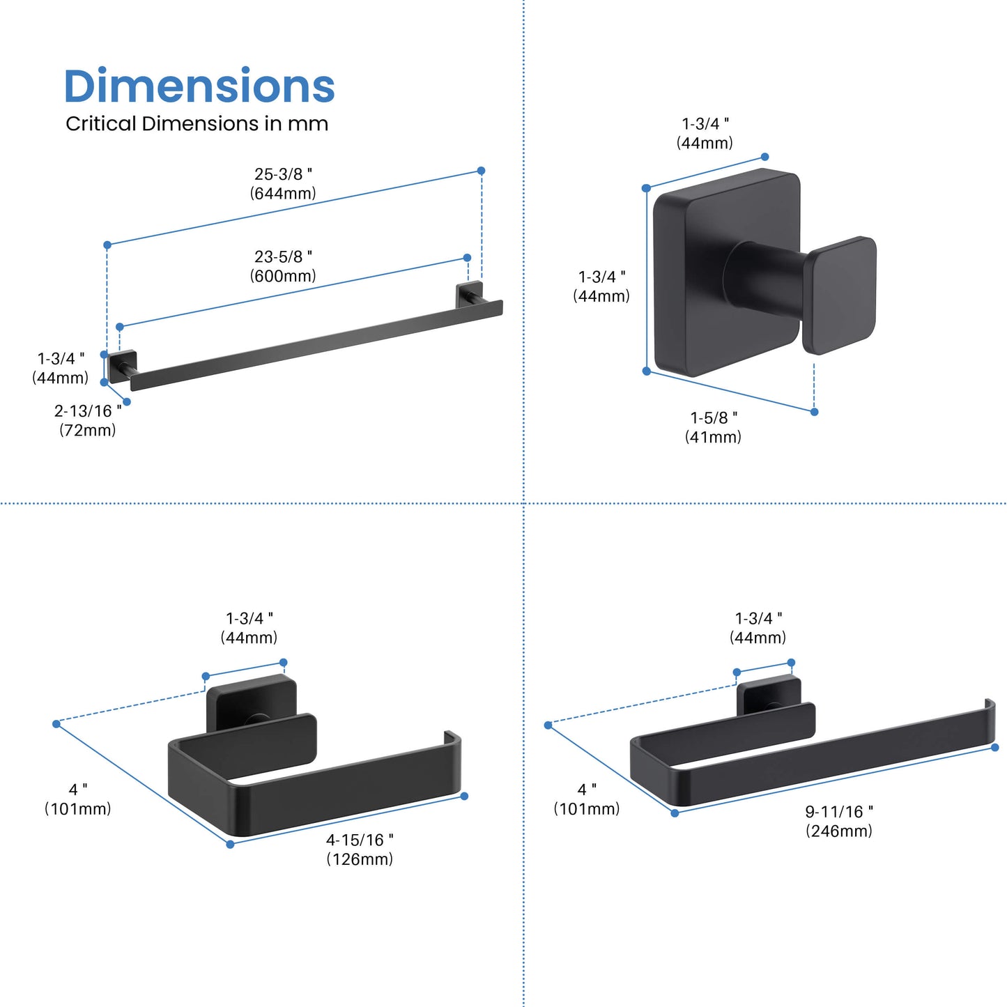 Fusion 4 Piece Bathroom Hardware Set 1