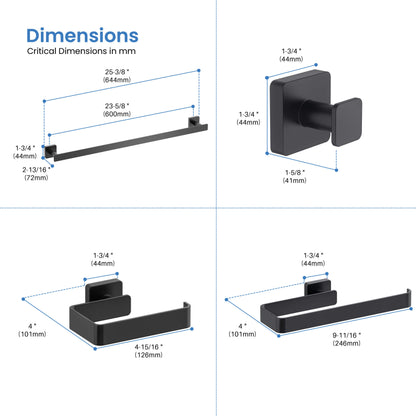Fusion 4 Piece Bathroom Hardware Set 1