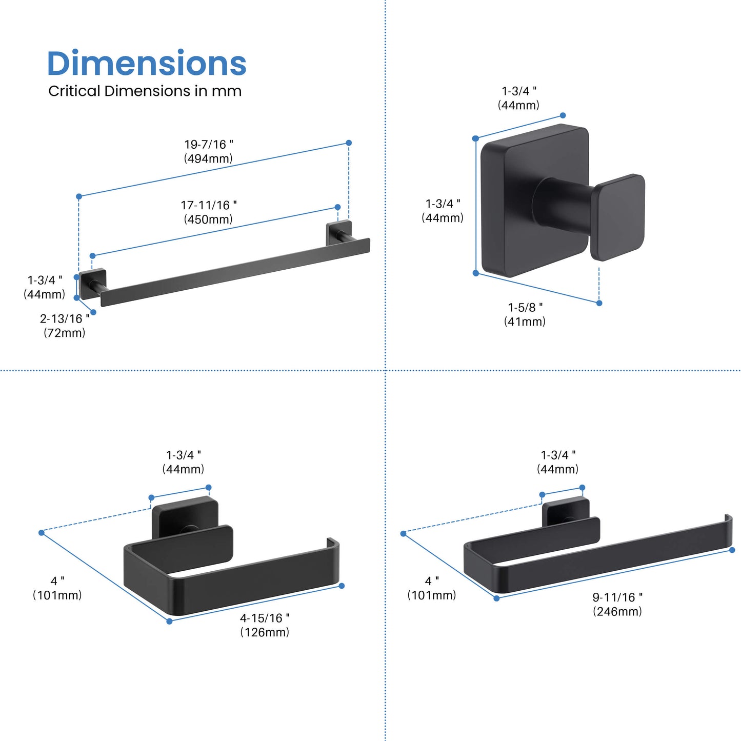 Fusion 4 Piece Bathroom Hardware Set 3