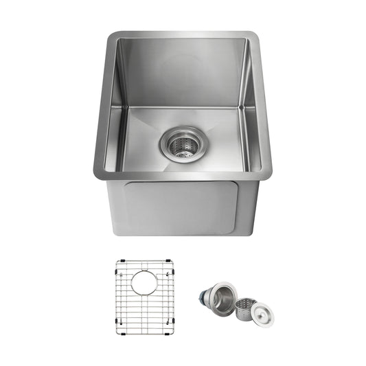 14" Handcrafted Undermount Single Bowl 16 gauge Stainless Steel Kitchen Sink