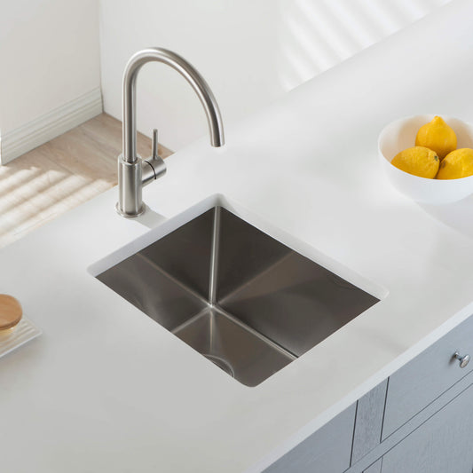 14" Handcrafted Undermount Single Bowl 16 gauge Stainless Steel Kitchen Sink
