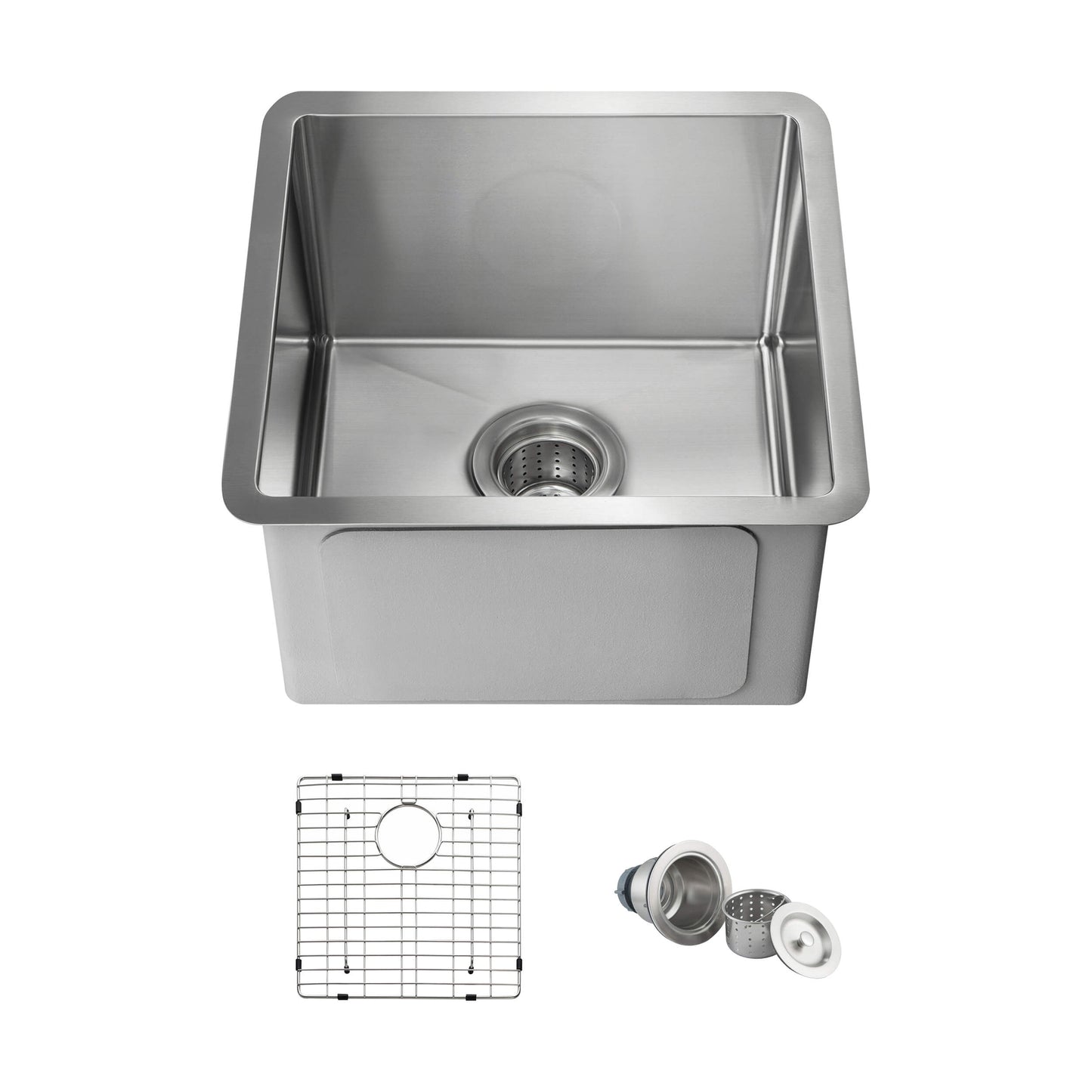 16" Handcrafted Undermount Single Bowl 16 gauge Stainless Steel Kitchen Sink
