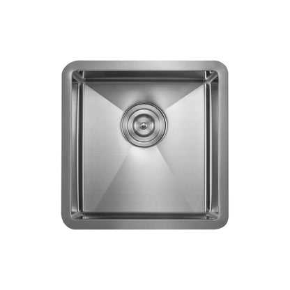 16" Handcrafted Undermount Single Bowl 16 gauge Stainless Steel Kitchen Sink