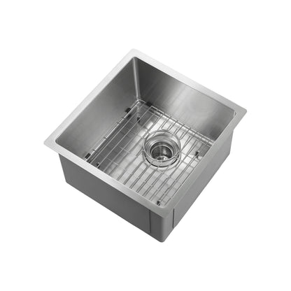 16" Handcrafted Undermount Single Bowl 16 gauge Stainless Steel Kitchen Sink
