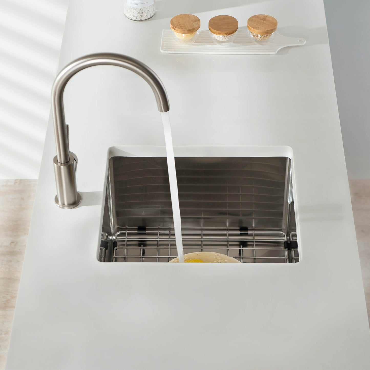 16" Handcrafted Undermount Single Bowl 16 gauge Stainless Steel Kitchen Sink