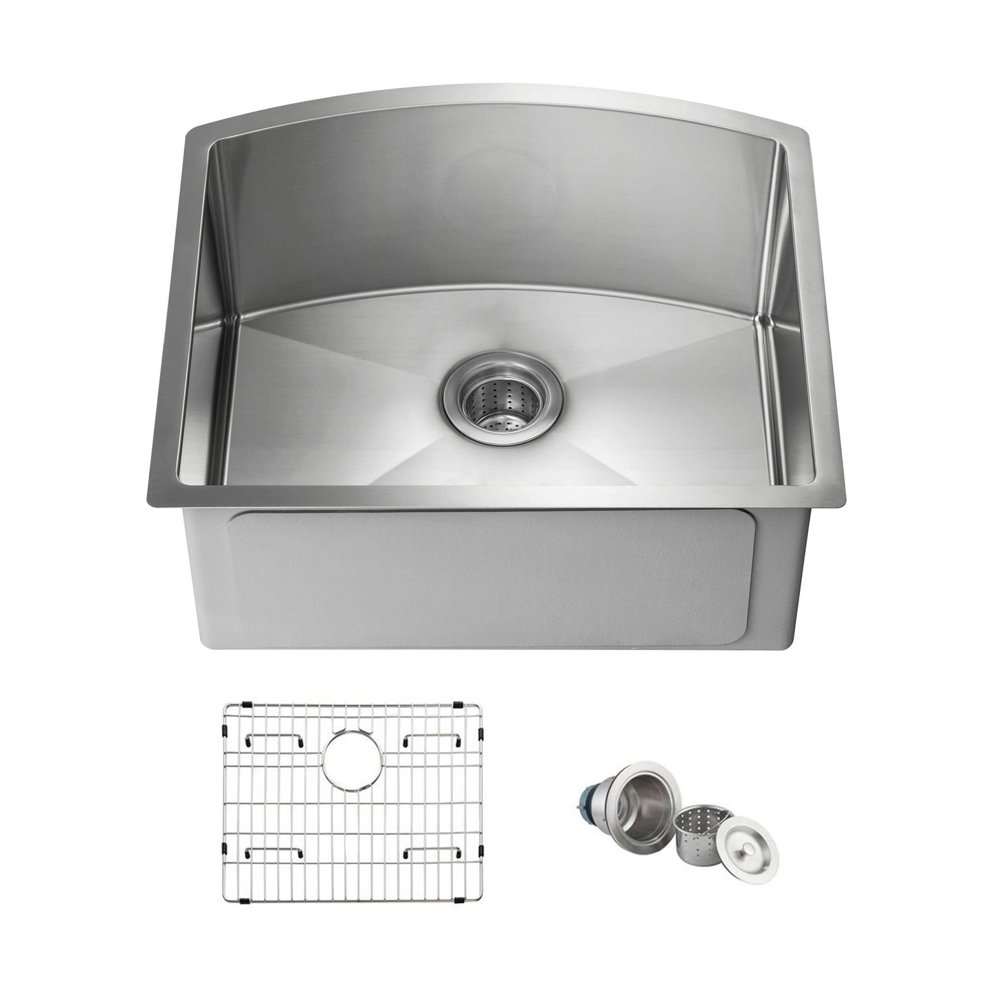 22" Handcrafted Undermount Single Bowl 16 gauge Stainless Steel D Shape Kitchen Sink