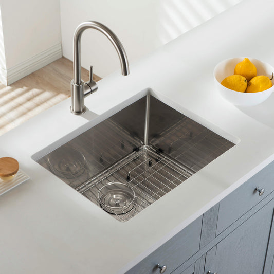 23" Handcrafted Undermount Single Bowl 16 gauge Stainless Steel Kitchen Sink