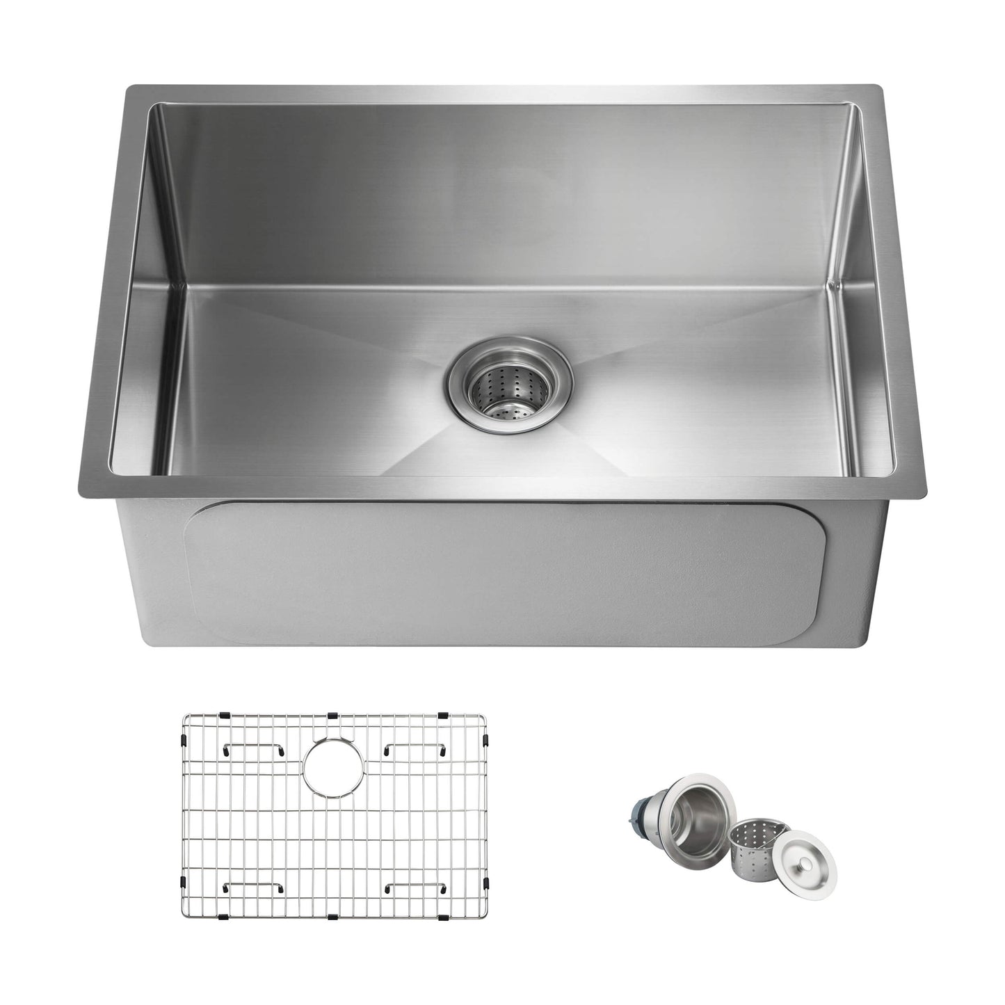 26" Handcrafted Undermount Single Bowl 16 gauge Stainless Steel Kitchen Sink