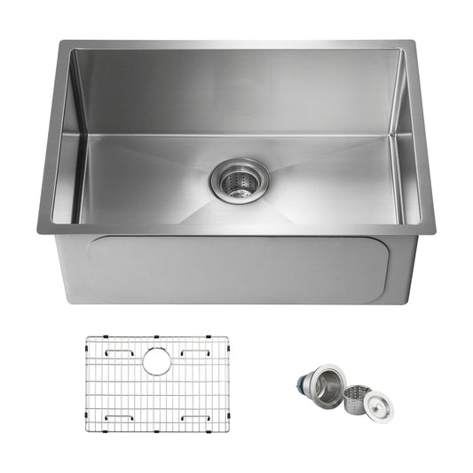 26" Handcrafted Undermount Single Bowl 16 gauge Stainless Steel Kitchen Sink