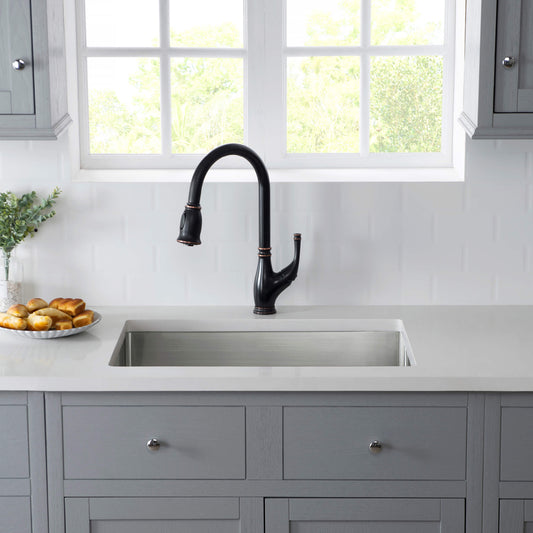 26" Handcrafted Undermount Single Bowl 16 gauge Stainless Steel Kitchen Sink