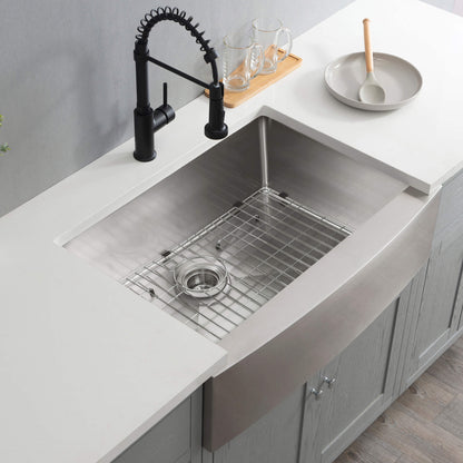 27" Handcrafted Farmhouse Apron Single Bowl Stainless Steel Kitchen Sink