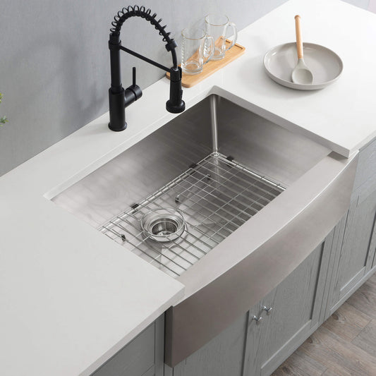27" Handcrafted Farmhouse Apron Single Bowl Stainless Steel Kitchen Sink
