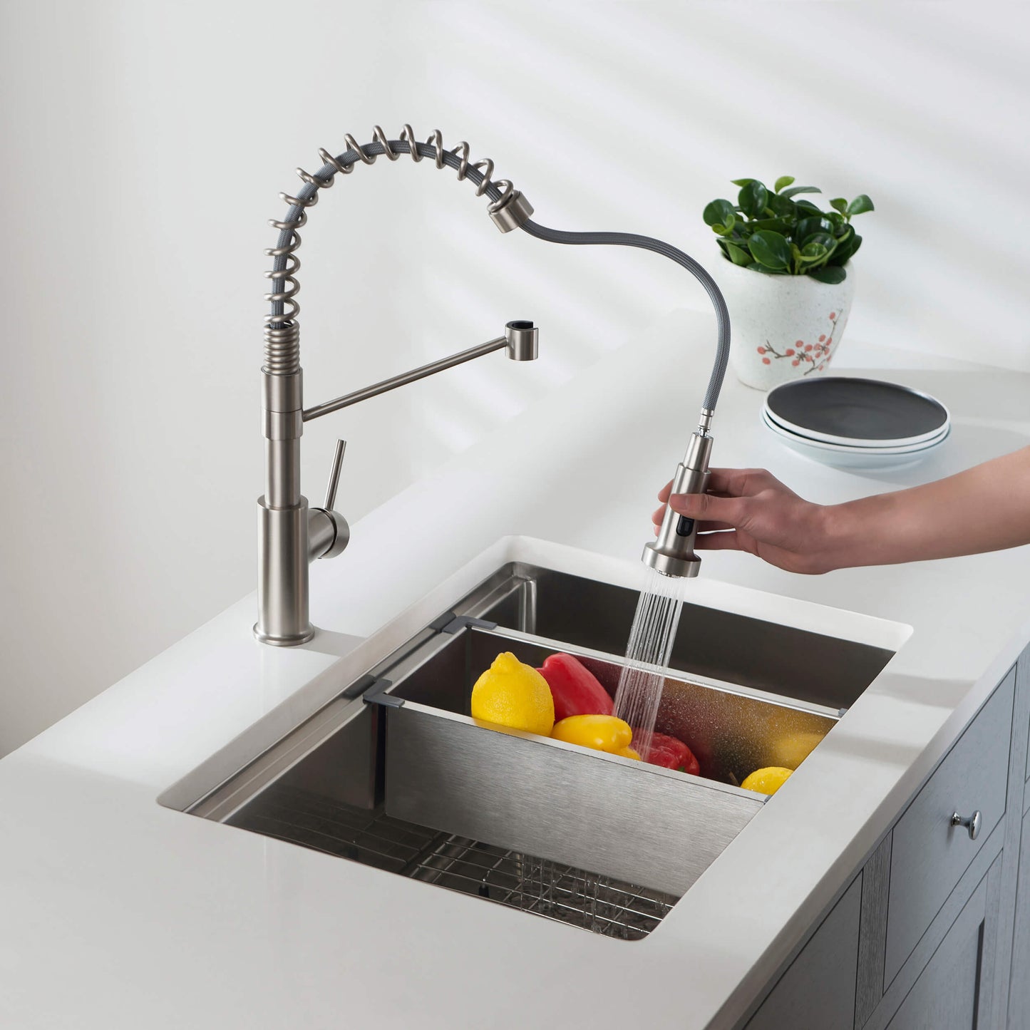 28" Undermount Single Bowl Stainless Steel Workstation Sink