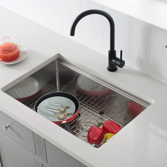 28" Undermount Single Bowl Stainless Steel Workstation Sink