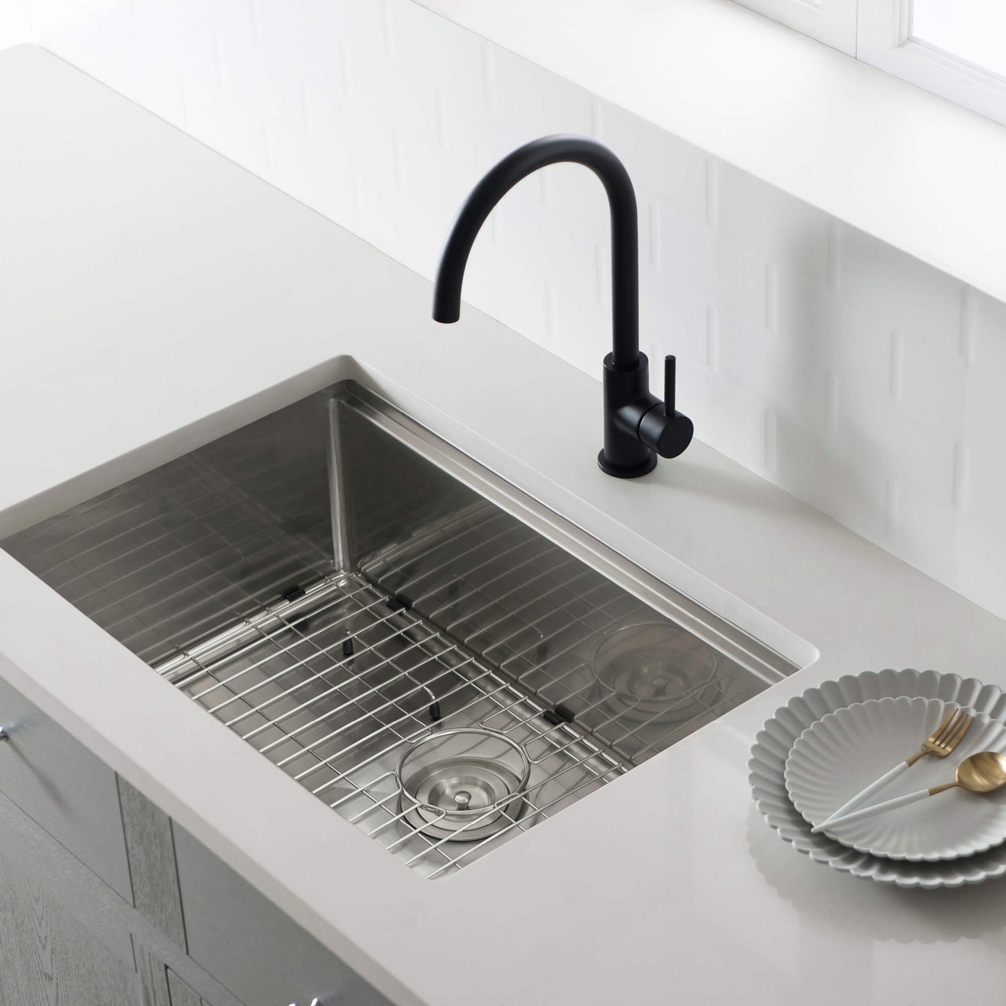 28" Undermount Single Bowl Stainless Steel Workstation Sink